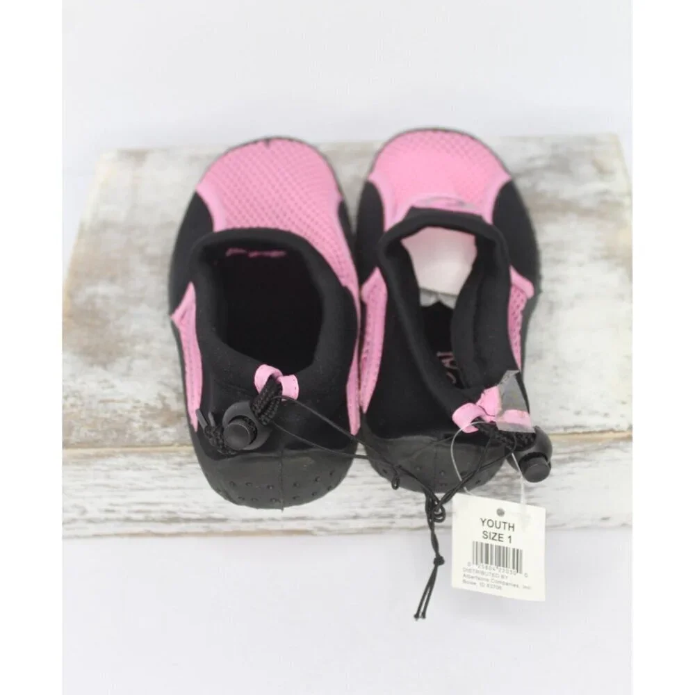 Ecsa Water Sports Shoes Girls Size 1 Pink Black Slip On Mesh Summer Beach‎ NWOB